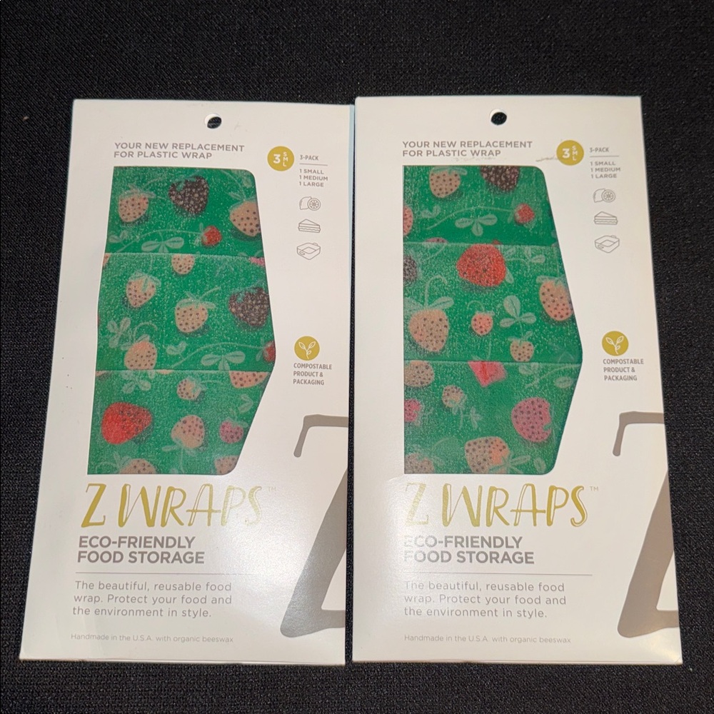 2 NEW Z Wraps Eco-Friendly Food Storage Wraps 3 pack S, M, L